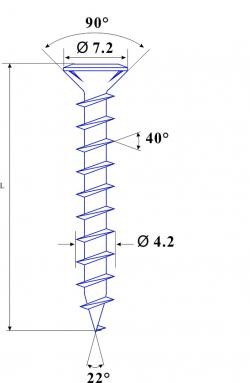 Pvc Window Self Tapping Screws Coarse Thread Flat Over Csk Head With 4 Tiny Ribs